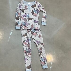 Kids Horse Print Pajama Set - Multicolor